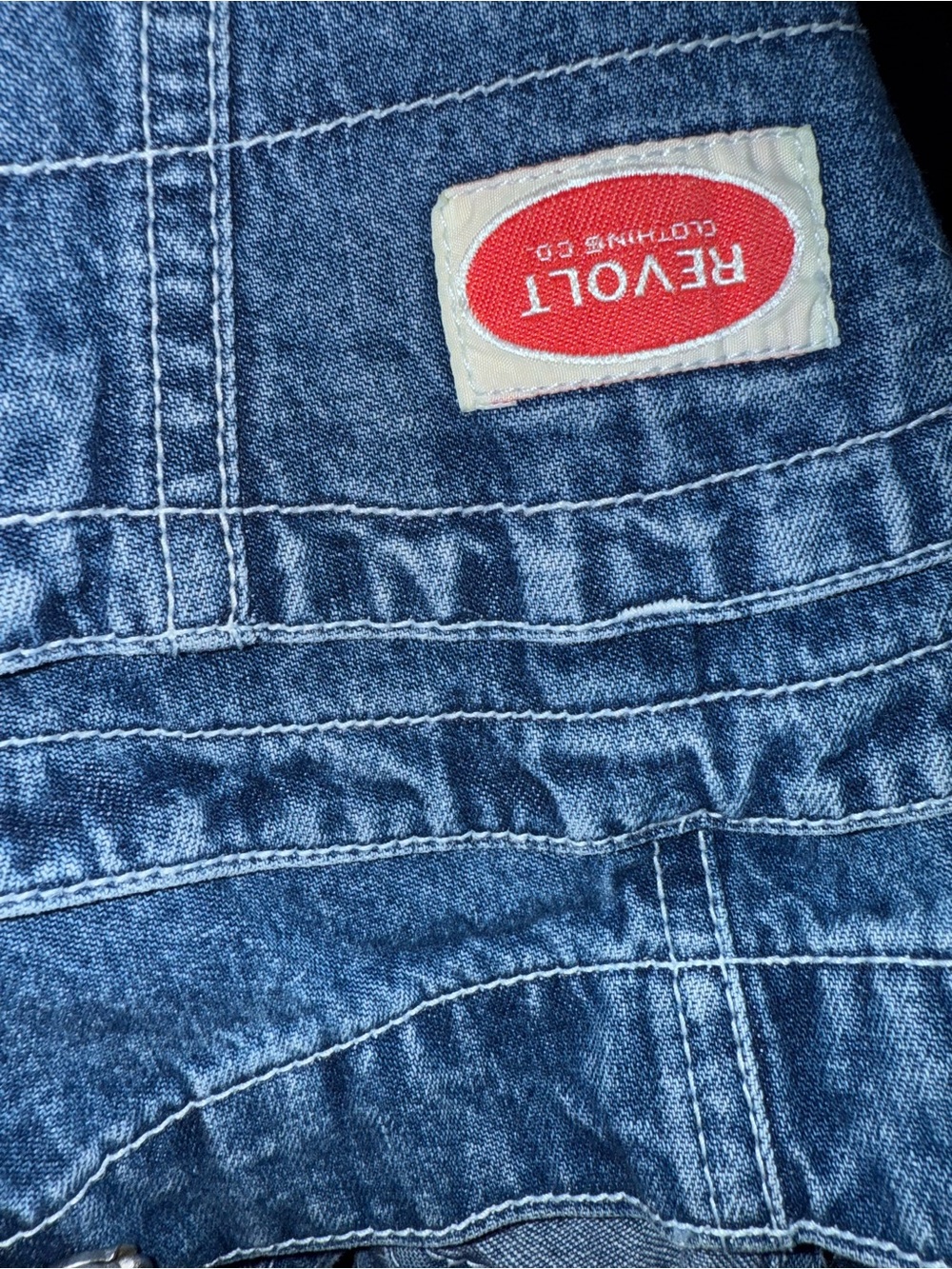 Revolt Jeans Blue Women's Denim Overalls with Side Stripe vintage